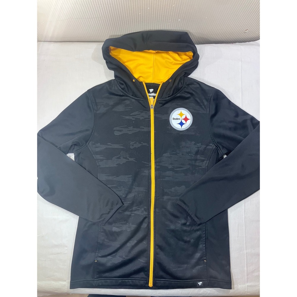 Fanatics Pittsburgh‎ Steelers Camo Full Zip Hoodie Jacket Men's M Black Yellow